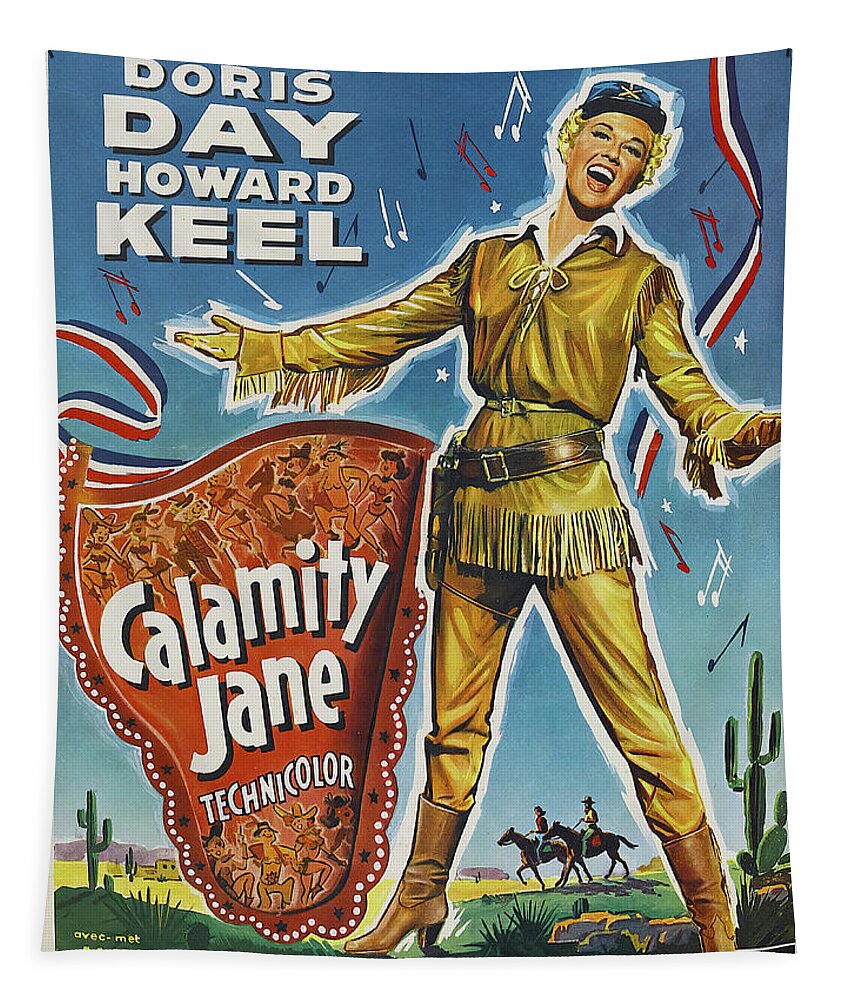 Doris Day Tapestry featuring the mixed media ''Calamity Jane'' - 1953 by Stars on Art
