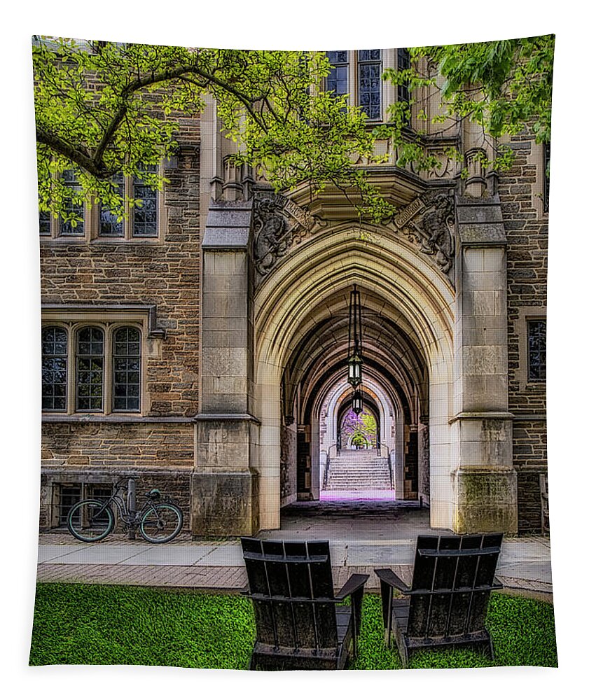 Princeton University Tapestry featuring the photograph Campbell Hall Princeton University #2 by Susan Candelario