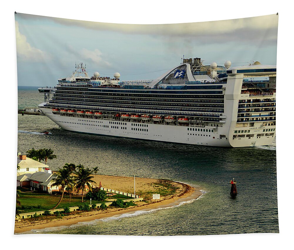 Cruise Tapestry featuring the photograph Caribbean Princess by AE Jones