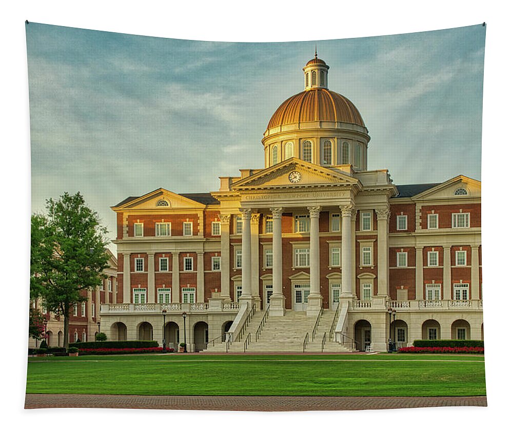 Cnu Tapestry featuring the photograph Christopher Newport Hall #2 by Jerry Gammon