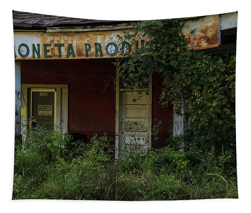 Abandoned Building Tapestry featuring the photograph Closed to Business #1 by Deb Beausoleil