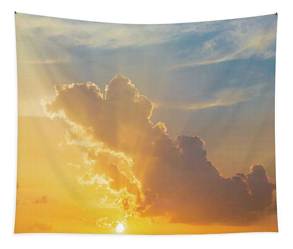 Sky Tapestry featuring the photograph Colorful cloudscape at sunset #2 by Fabiano Di Paolo