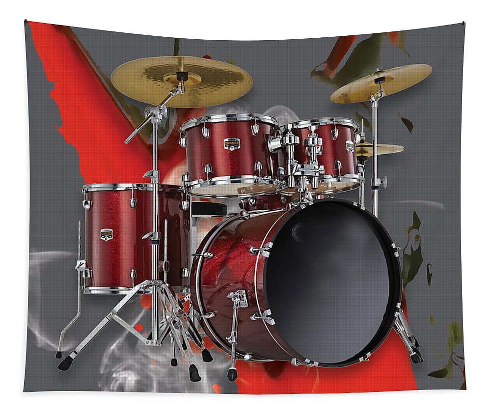 Drums Tapestry featuring the mixed media Drum Set #2 by Marvin Blaine