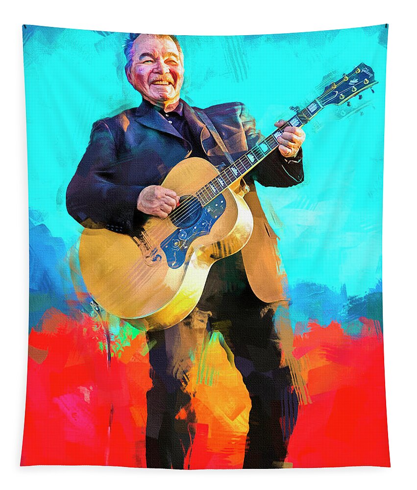 John Prine Tapestry featuring the mixed media John Prine Singer Songwriter #1 by Mal Bray
