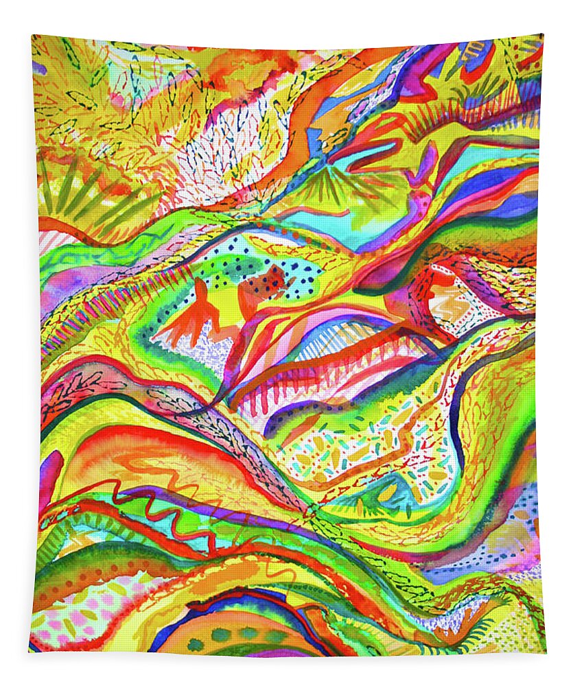 Abstract Landscapes Tapestry featuring the painting Joyful Release #2 by Polly Castor