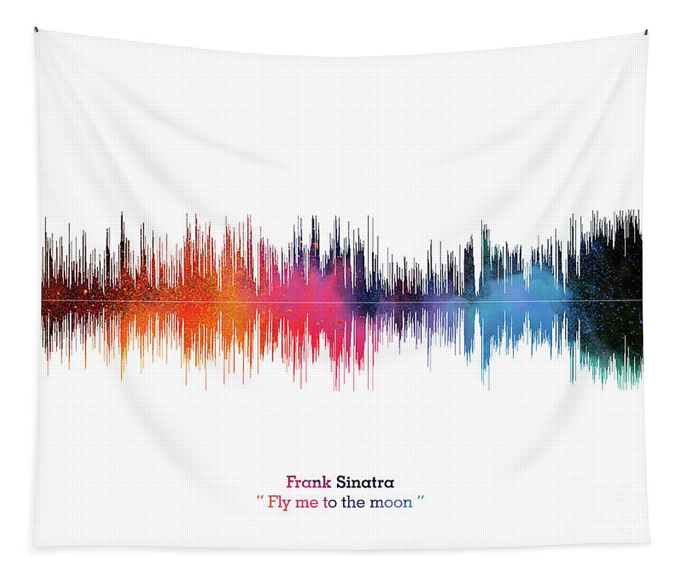Music Poster Tapestry featuring the digital art LAB NO 4 Frank Sinatra Fly Me to The Moon Song Soundwave Print Music Lyrics Poster #2 by Lab No 4 The Quotography Department
