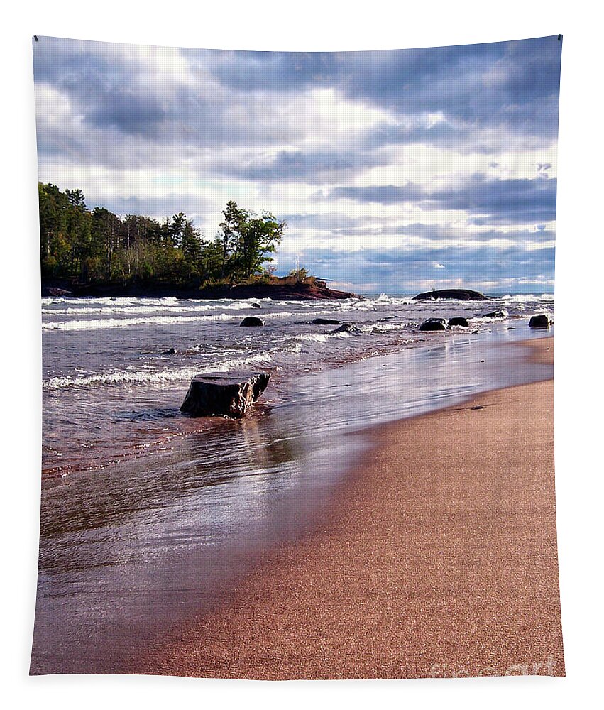 Photography Tapestry featuring the photograph Lake Superior Shoreline by Phil Perkins