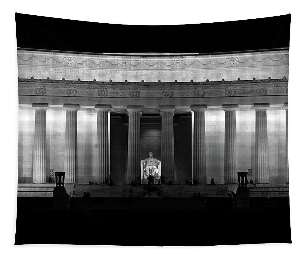 Lincoln Tapestry featuring the photograph Lincoln Memorial at Night #2 by Doolittle Photography and Art