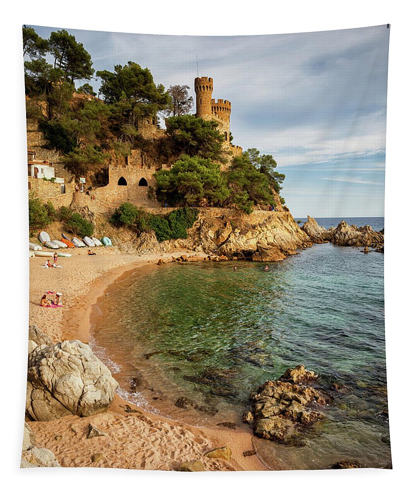 Beach Tapestry featuring the photograph Lloret de Mar on Costa Brava in Spain #2 by Artur Bogacki