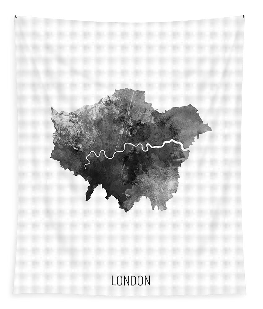 London Tapestry featuring the digital art London Watercolor Map #2 by Michael Tompsett