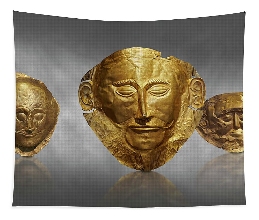 Mycenaean gold Mask Agamemnon - Mycenae - National Archaeological Museum of Athens Tapestry by Paul E Williams - Fine Art America