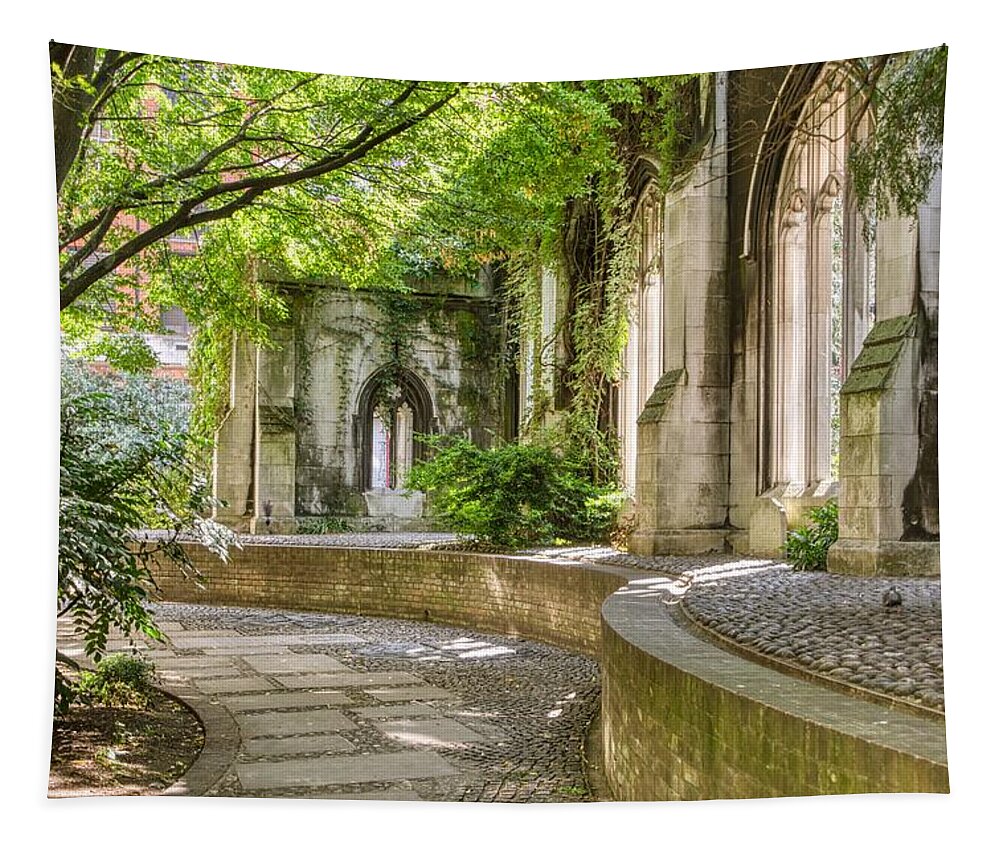 Church Tapestry featuring the photograph St Dunstan In The East #3 by Raymond Hill