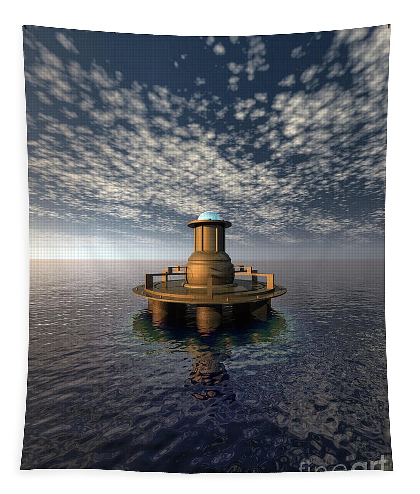 Structure Tapestry featuring the digital art Structure at Sea #2 by Phil Perkins