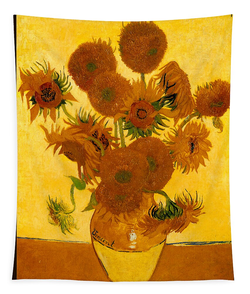 Van Gogh Tapestry featuring the painting Sunflowers 1888 by Vincent van Gogh
