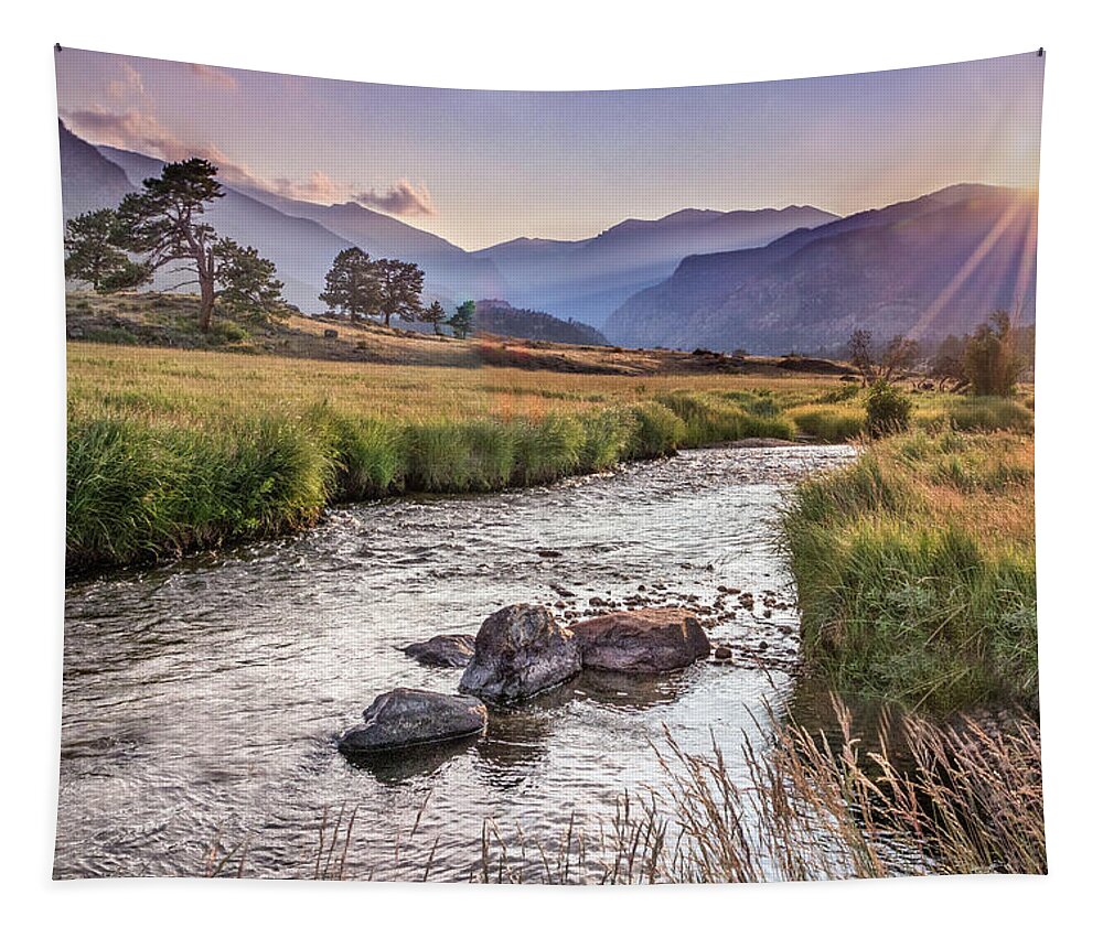 Moraine Park Tapestry featuring the photograph Sunset In the Rockies #2 by James Woody