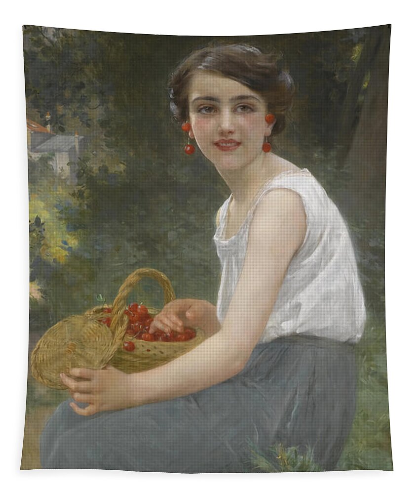 Guillaume Seignac Tapestry featuring the painting The Cherry Girl #2 by Guillaume Seignac
