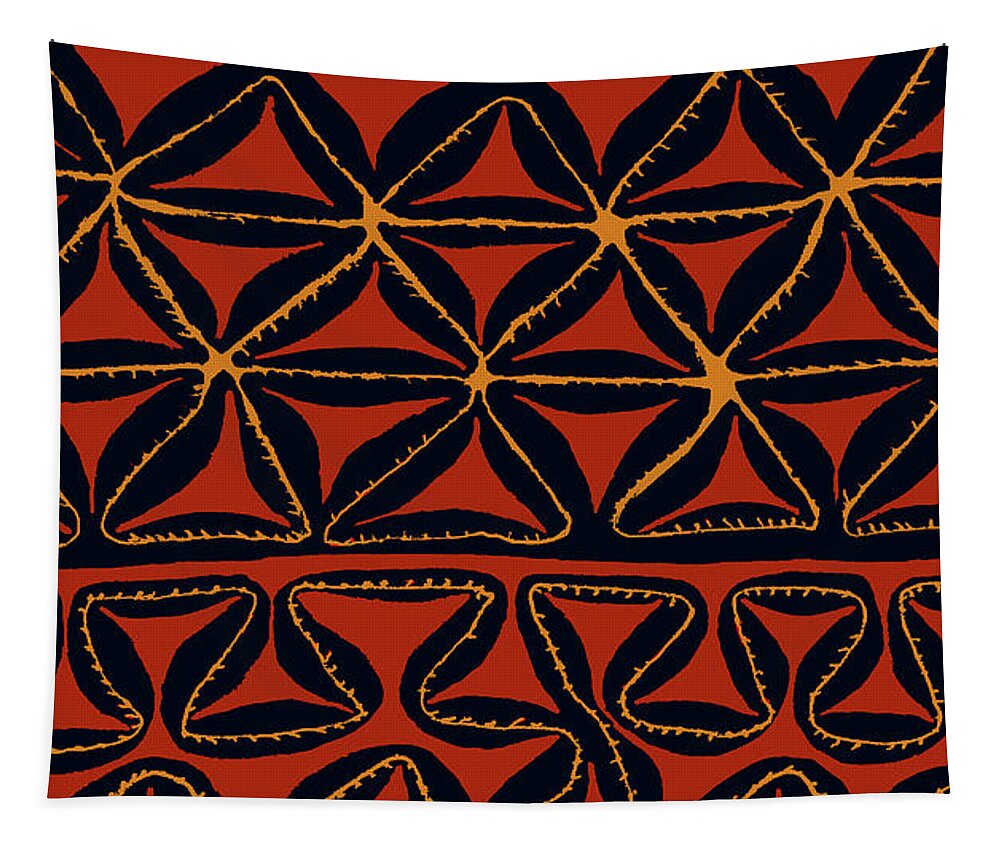 South Seas Tapa Cloth Tapestry featuring the painting Tropical Tribal Tapa #2 by Vagabond Folk Art - Virginia Vivier
