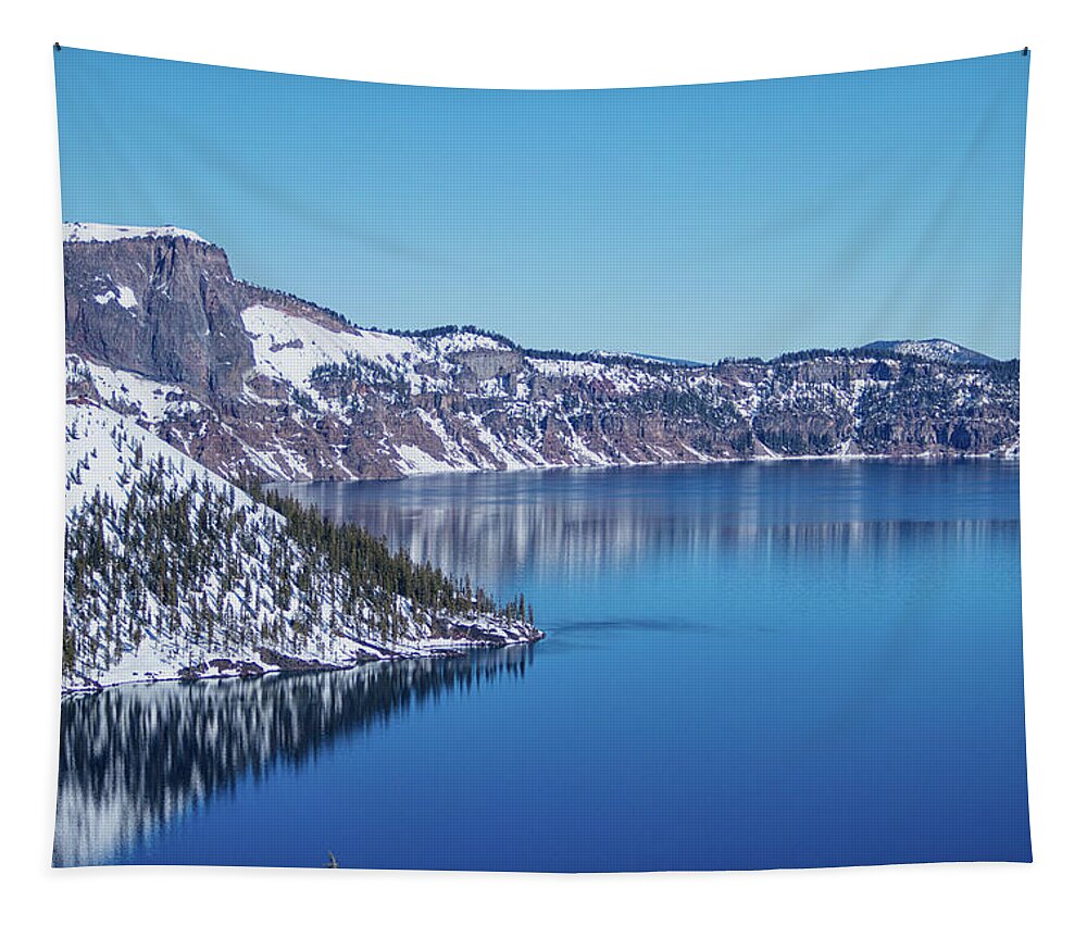 Crater Lake National Park Tapestry featuring the photograph Winter at crater lake #2 by Kunal Mehra