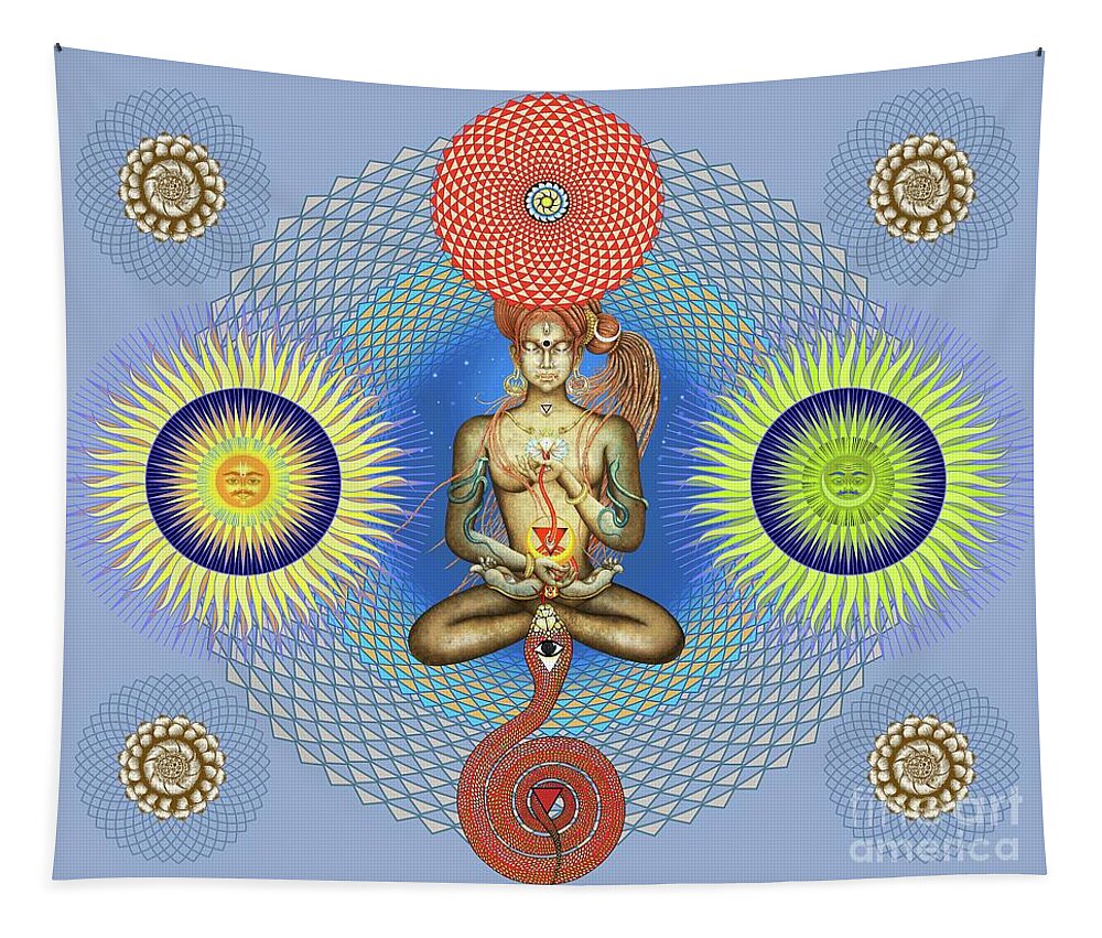 Yogini Tapestry featuring the mixed media Yogini #3 by Vrindavan Das