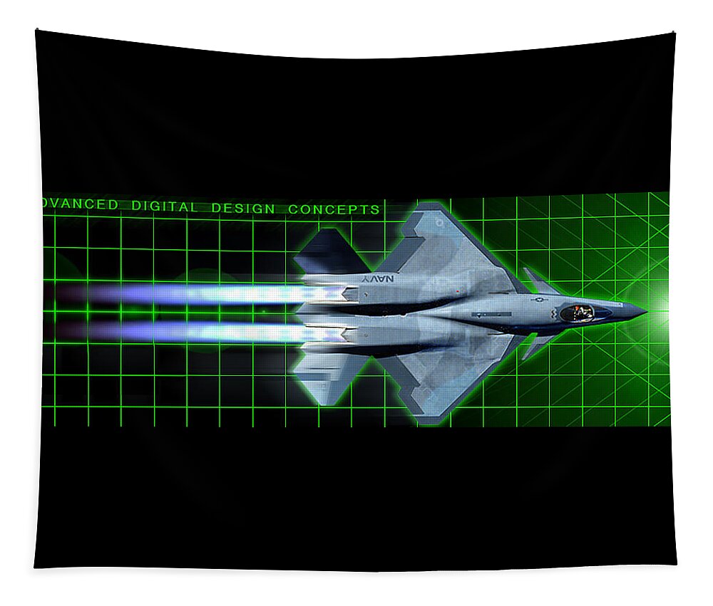 Black Widow Tapestry featuring the digital art F-23N Sea Widow ADDC by Custom Aviation Art