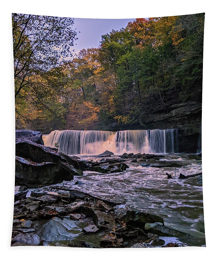 Bedford Reservation Tapestry featuring the photograph Great Falls by Brad Nellis