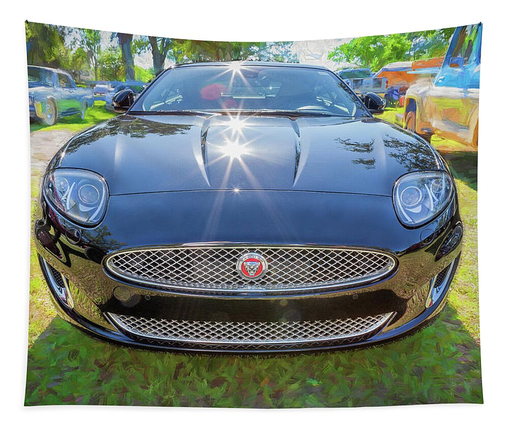2014 Black Jaguar Xk Coupe Tapestry featuring the photograph 2014 Black Jaguar XK Coupe X117 by Rich Franco