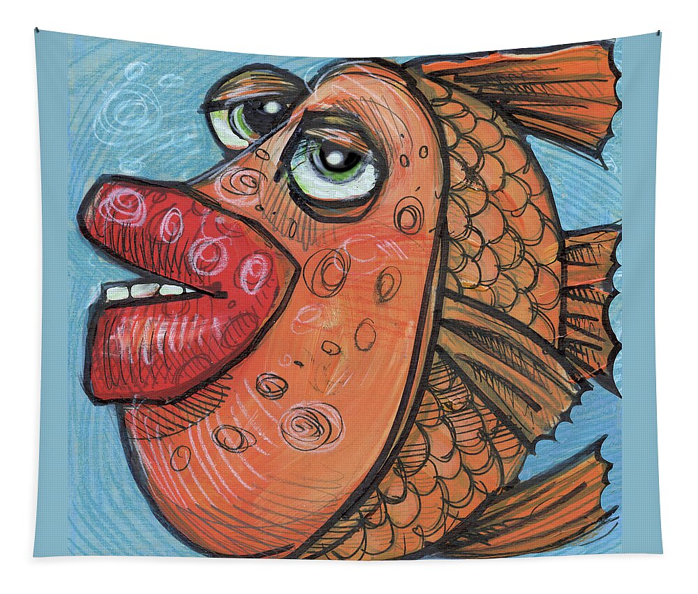Fish Tapestry featuring the painting Fish 15 2019 by Tim Nyberg