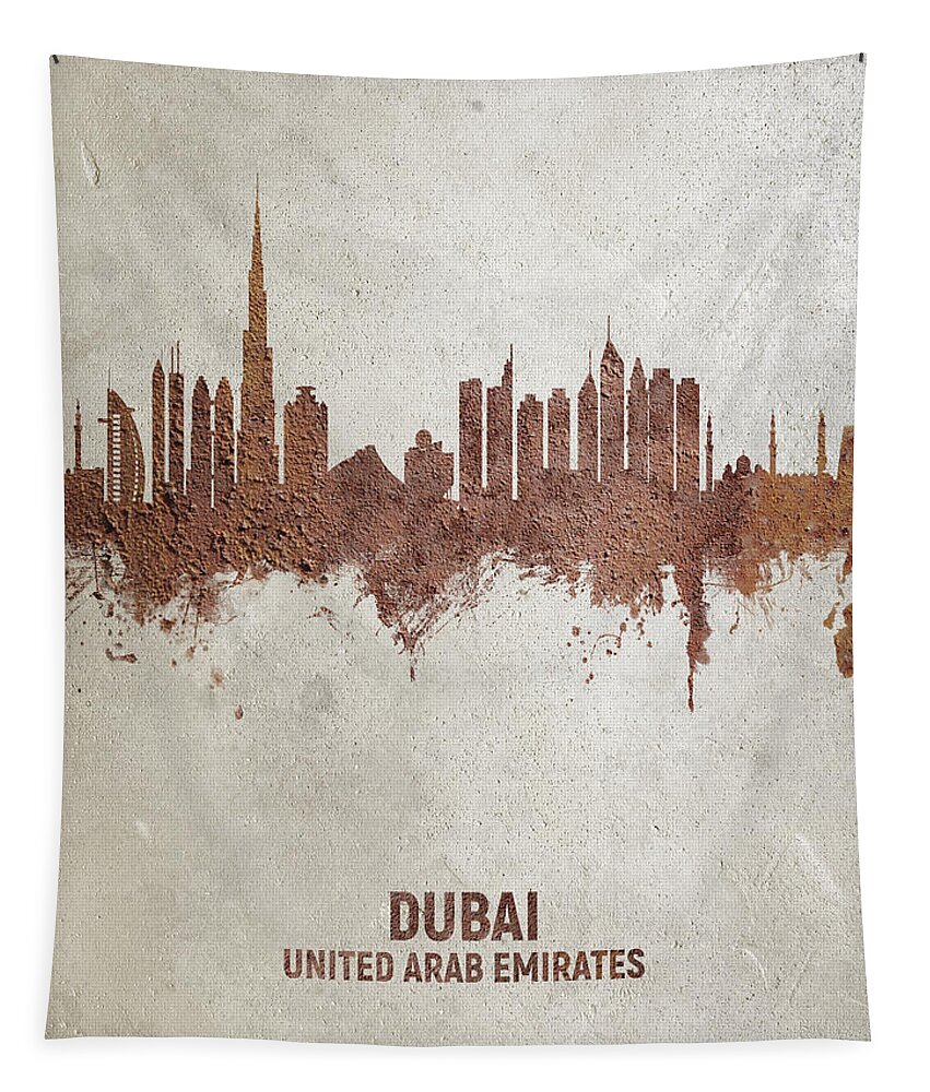 Dubai Tapestry featuring the digital art Dubai Skyline #21 by Michael Tompsett