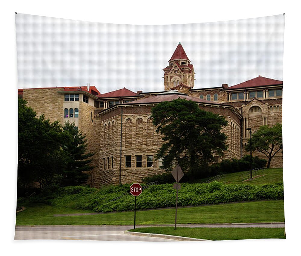 Kansas Jayhawks Tapestry featuring the photograph Watson Library at University of Kansas by Eldon McGraw