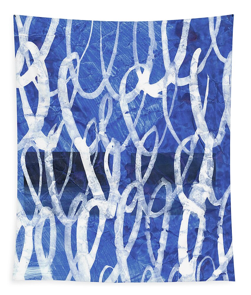 Blue And White Tapestry featuring the painting 0031-Latest news by Anke Classen