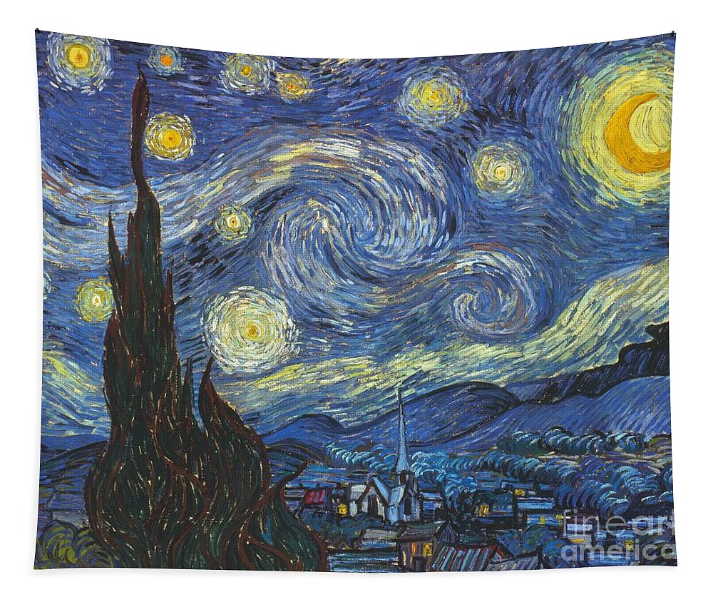 1889 Tapestry featuring the painting Starry Night by Vincent Van Gogh