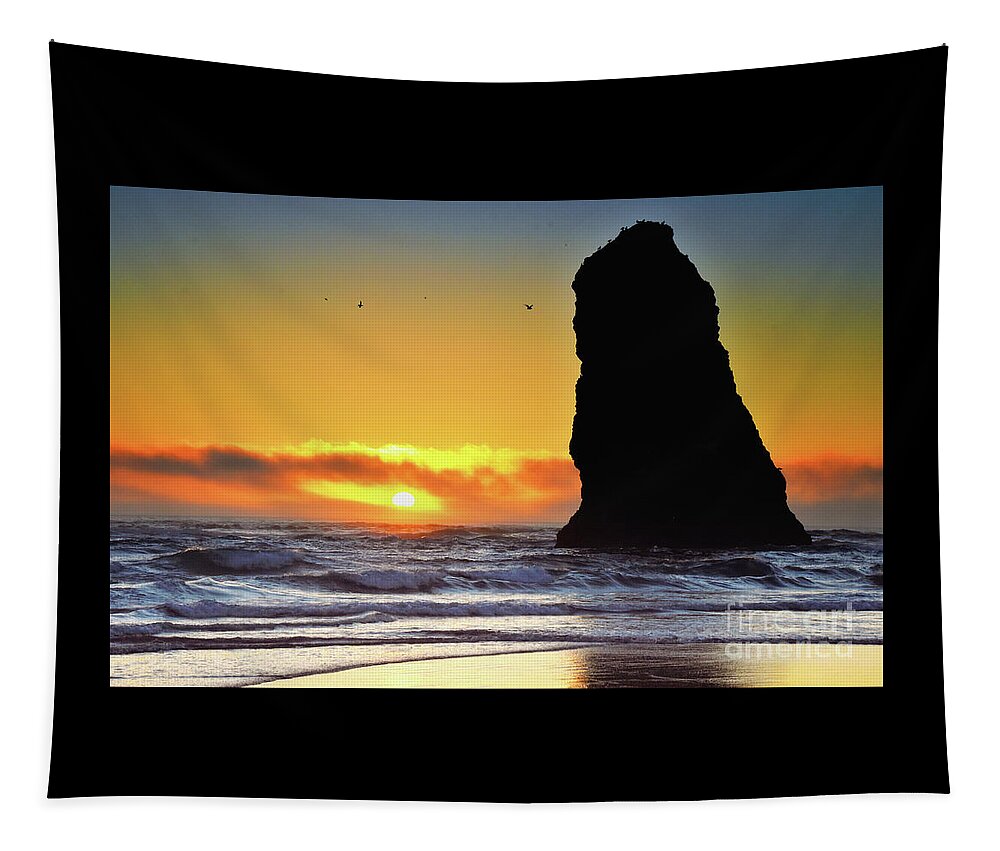 Cannon Beach Tapestry featuring the photograph Cannon Beach Sunset #3 by Scott Cameron