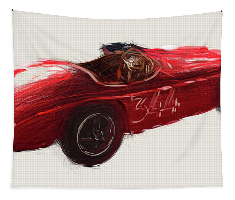 Ferrari Tapestry featuring the digital art Ferrari 166 MM Drawing #3 by CarsToon Concept