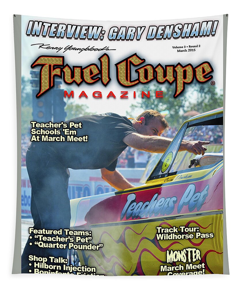 Funny Car Tapestry featuring the pyrography Fuel Coupe Magazine #3 by Kenny Youngblood