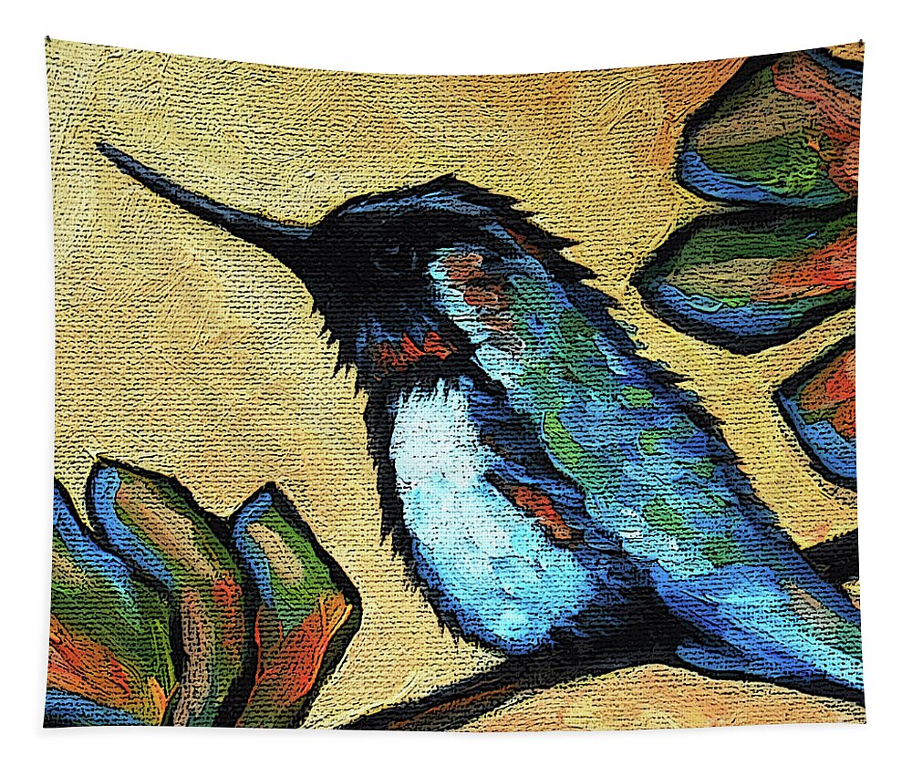 Bird Tapestry featuring the painting 3 Hummer by Victoria Page