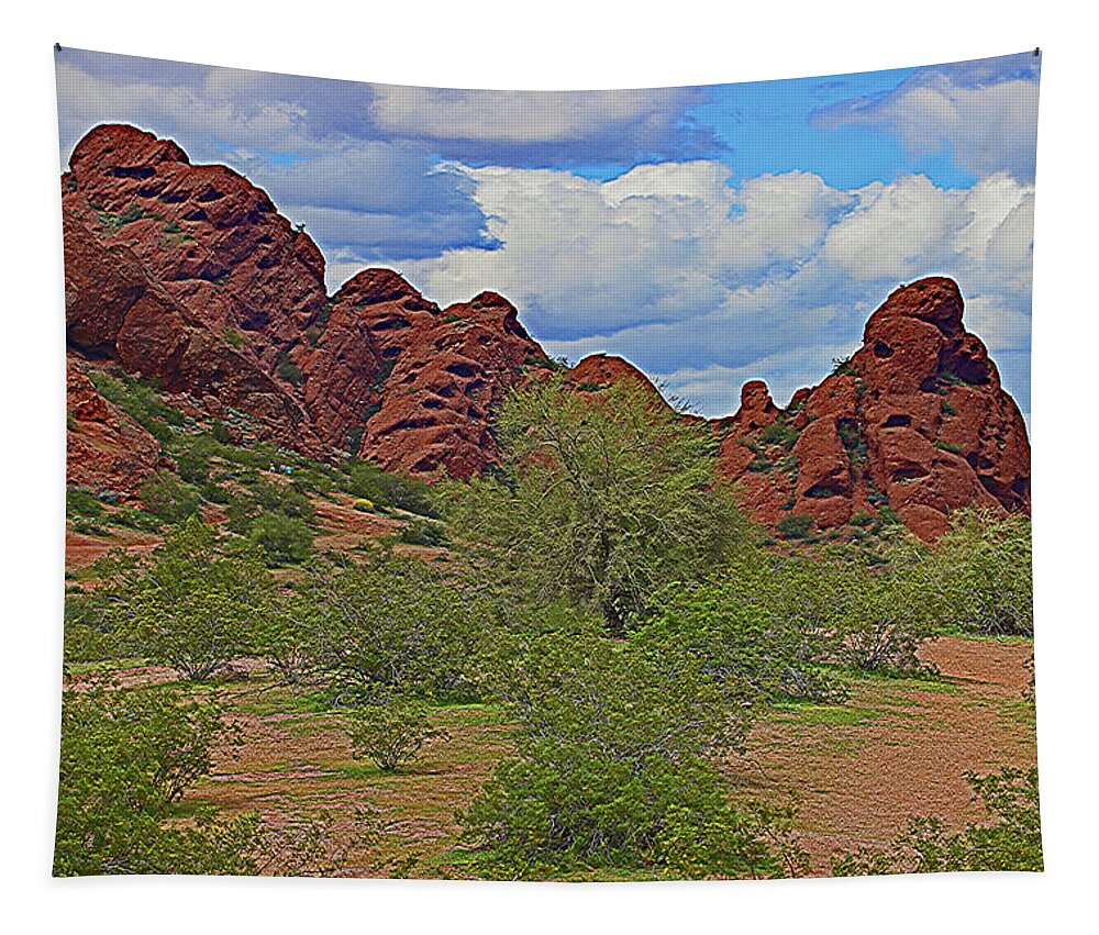 Papago Park Phoenix Arizona Tapestry featuring the digital art Papago Park Phoenix Arizona #3 by Tom Janca