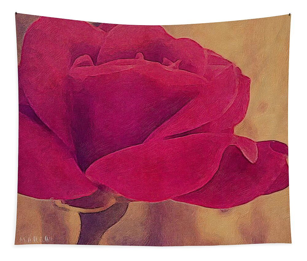 Rose Tapestry featuring the digital art Red Rose #3 by Mariam Bazzi