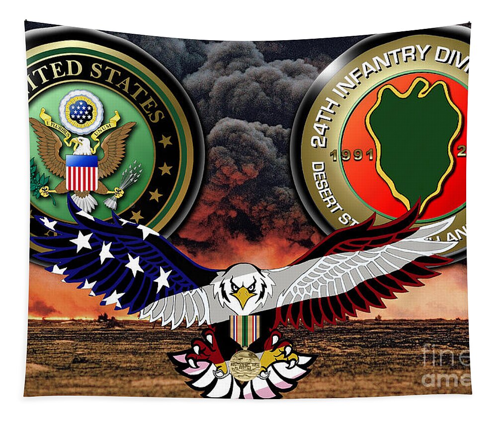 Desert Storm 30th Anniversary With The 24th Id(m) Tapestry featuring the digital art 30th DS Anniversary by Bill Richards