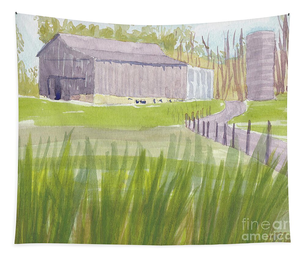 Barn Tapestry featuring the painting Barn at 3171 Davidsonville Rd by Mike Robinson
