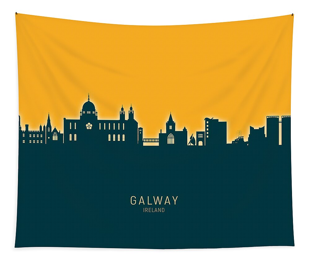 Galway Tapestry featuring the digital art Galway Ireland Skyline by Michael Tompsett