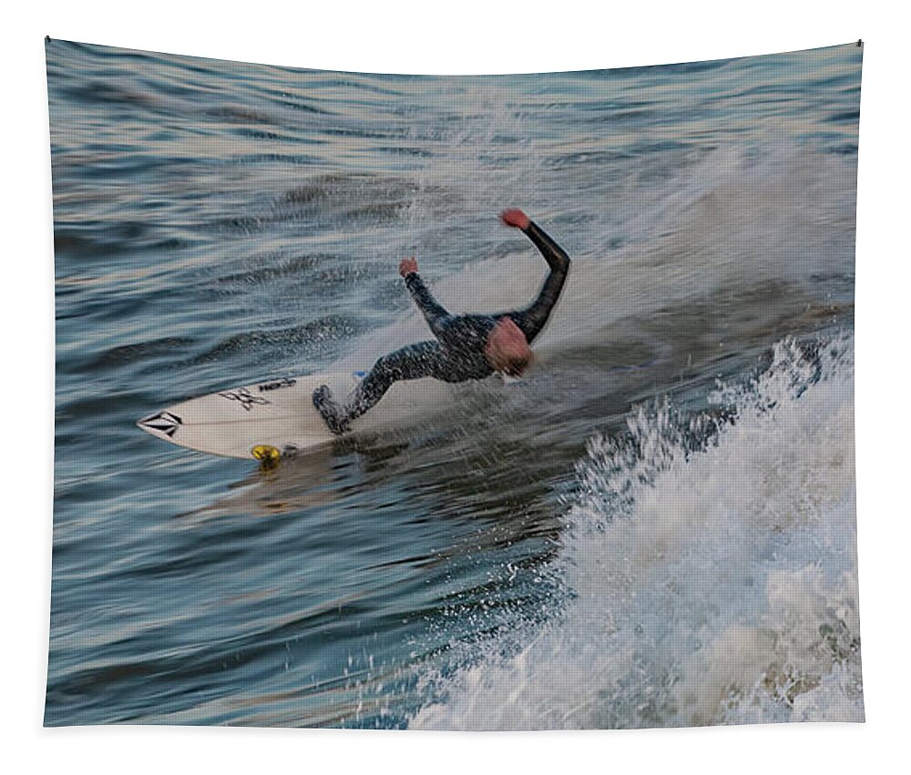 Beach Tapestry featuring the photograph Steamers Lane, Santa Cruz, CA #35 by Tommy Farnsworth