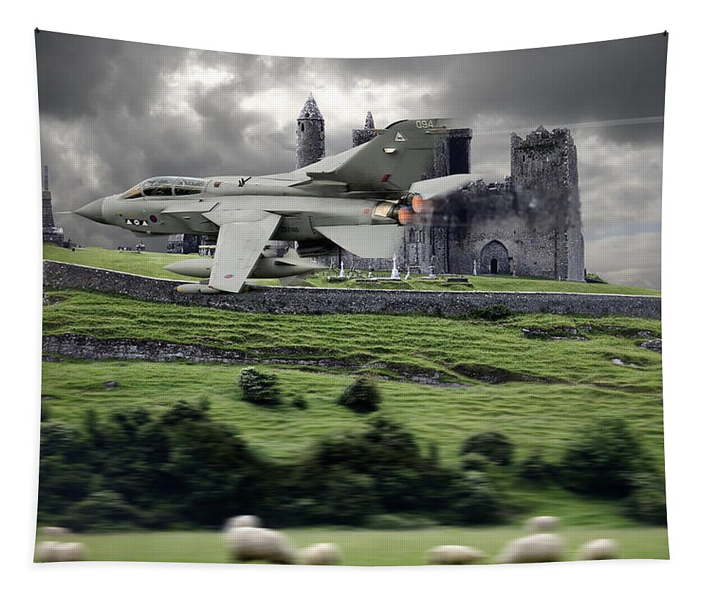 Panavia Tapestry featuring the digital art Tornado Over The Farm by Custom Aviation Art
