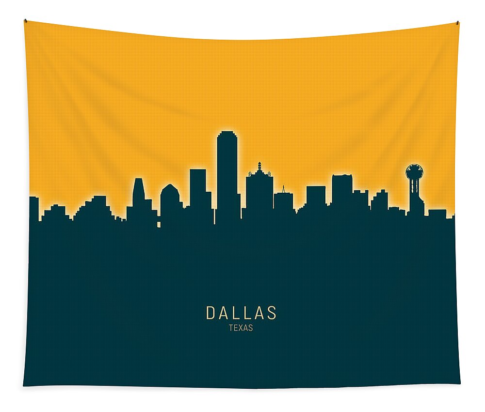 Dallas Tapestry featuring the digital art Dallas Texas Skyline #37 by Michael Tompsett