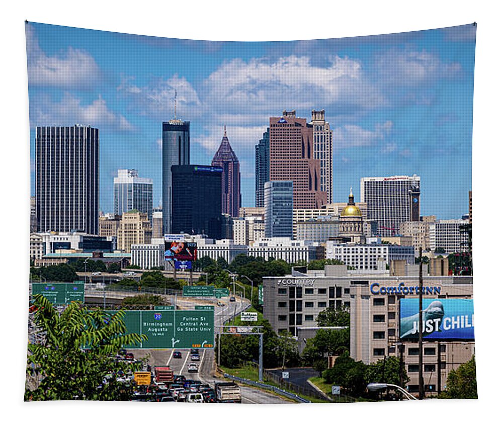 Architecture Tapestry featuring the photograph Atlanta GA Skyline #4 by Sanjeev Singhal
