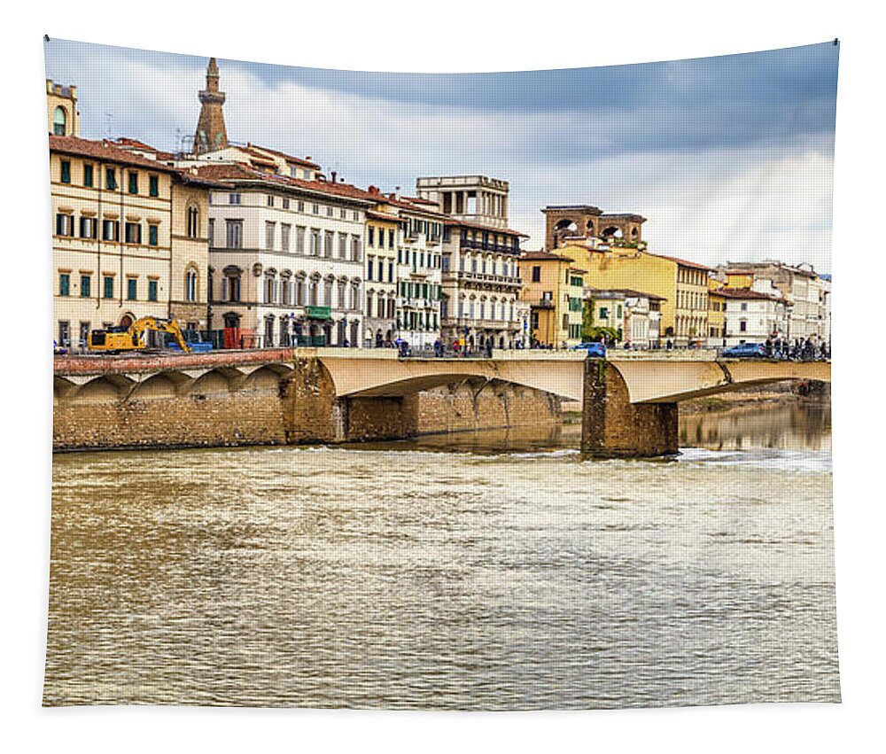 Arno Tapestry featuring the photograph cityscape of Florence #4 by Vivida Photo PC