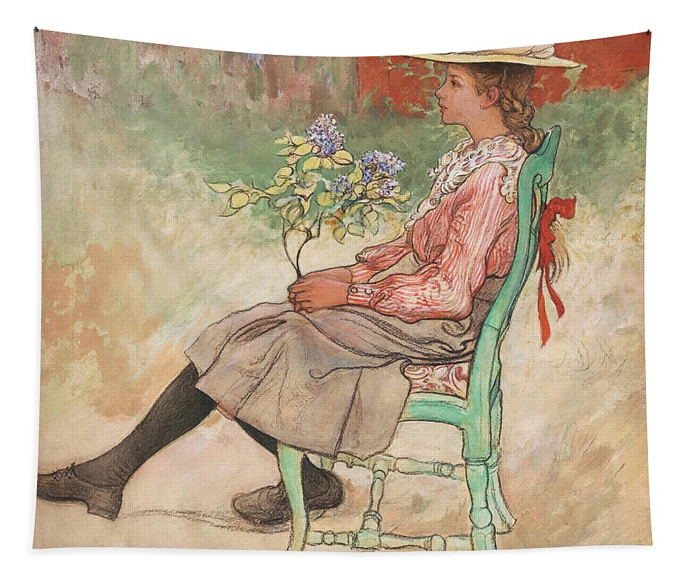 Carl Larsson Tapestry featuring the painting Dagmar Grill by Carl Larsson by Mango Art