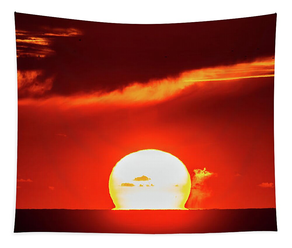 Beach Playa Tapestry featuring the photograph Fiery Sunset Mazatlan Mexico #4 by Tommy Farnsworth