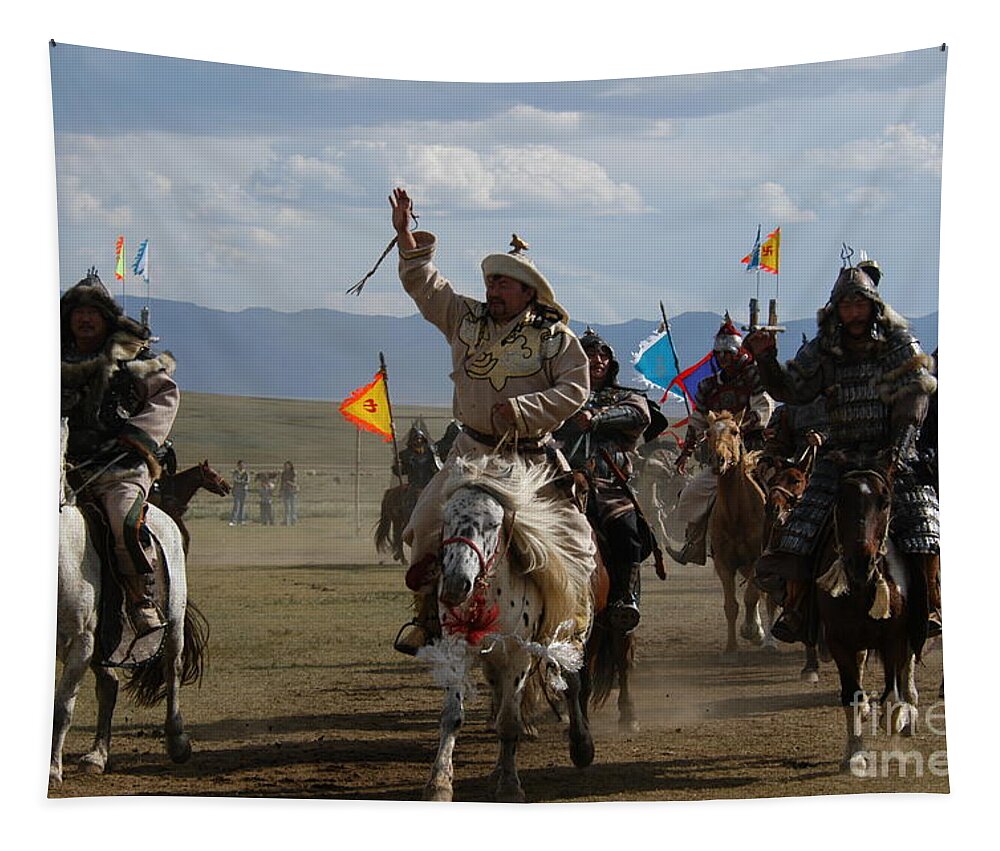 Mongol Hero's Tapestry featuring the photograph Mongol hero's #4 by Elbegzaya Lkhagvasuren