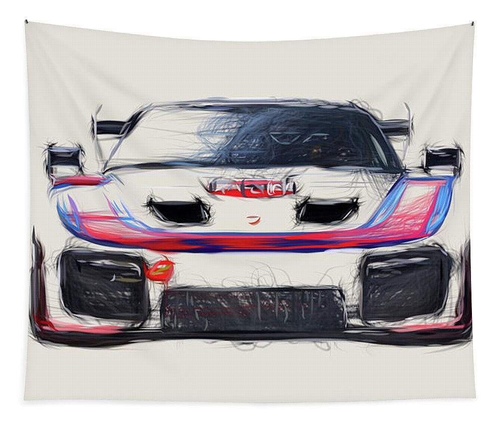 Porsche Tapestry featuring the digital art Porsche 935 Car Drawing #4 by CarsToon Concept