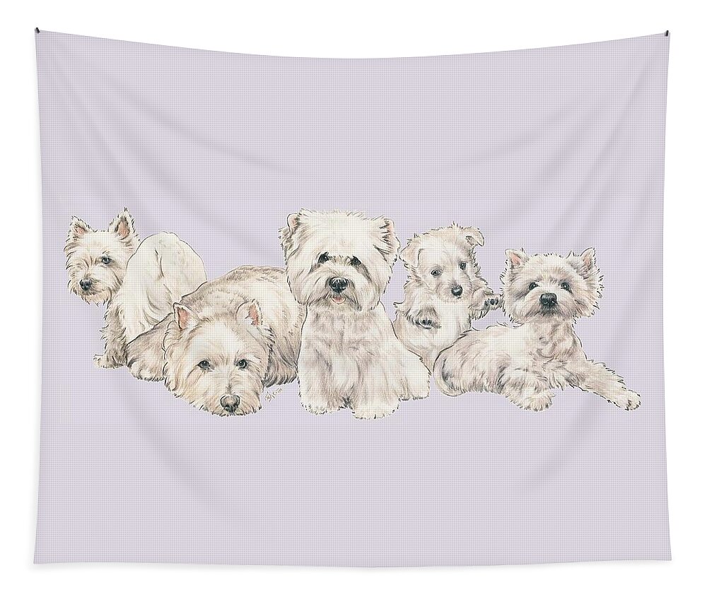 Terrier Group Tapestry featuring the mixed media West Highland White Terrier Puppies by Barbara Keith